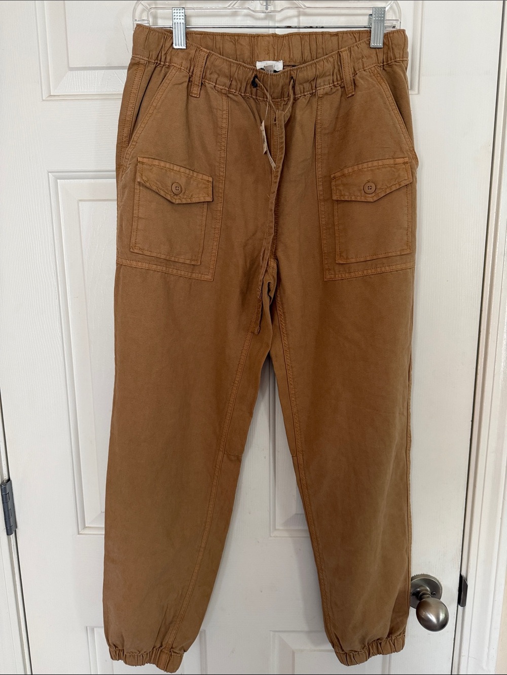 Aerie Double Pocket Utility Joggers Pants Brown Tan Cargo Elastic Waist Womens
